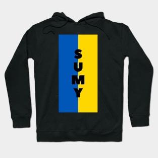 Sumy City in Ukrainian Flag Vertical Hoodie